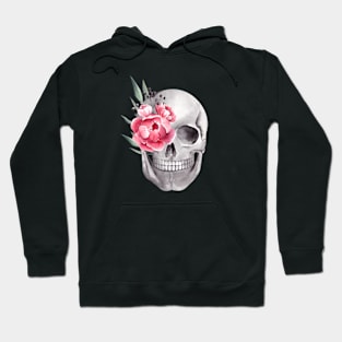 Folral Skeleton With Watercolor Flowers For Plantlovers and Floral Lovers Hoodie